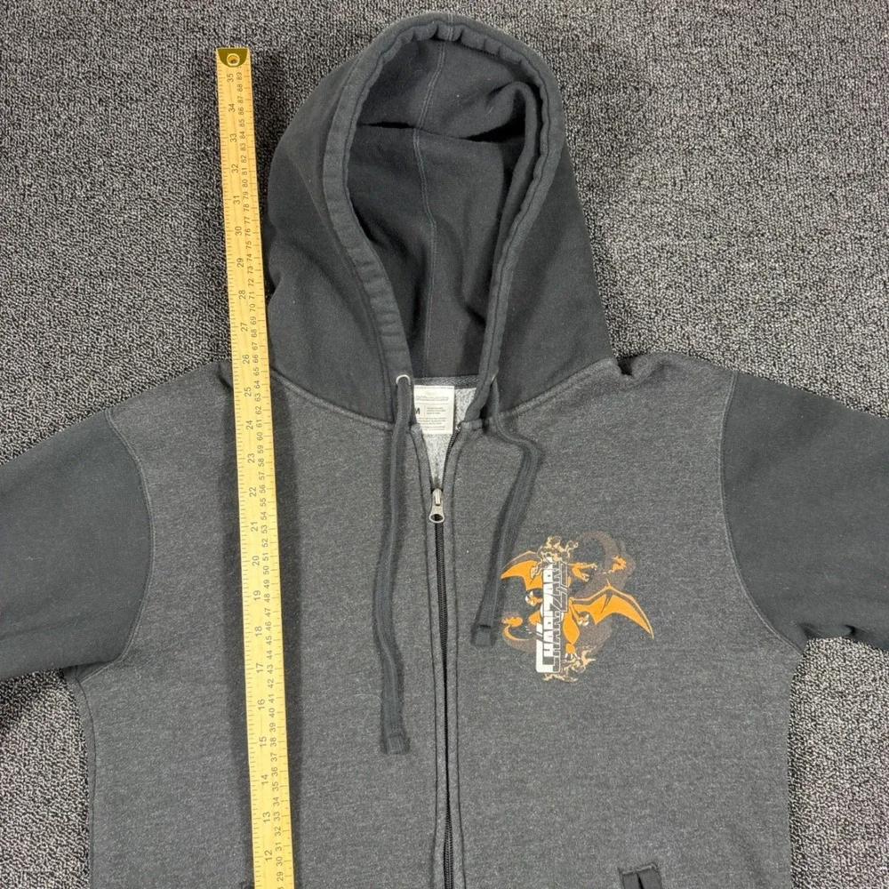 Pokemon Center Charizard Full Zip Hoodie Mens Medium Grey Black‎ 2019 Graphic